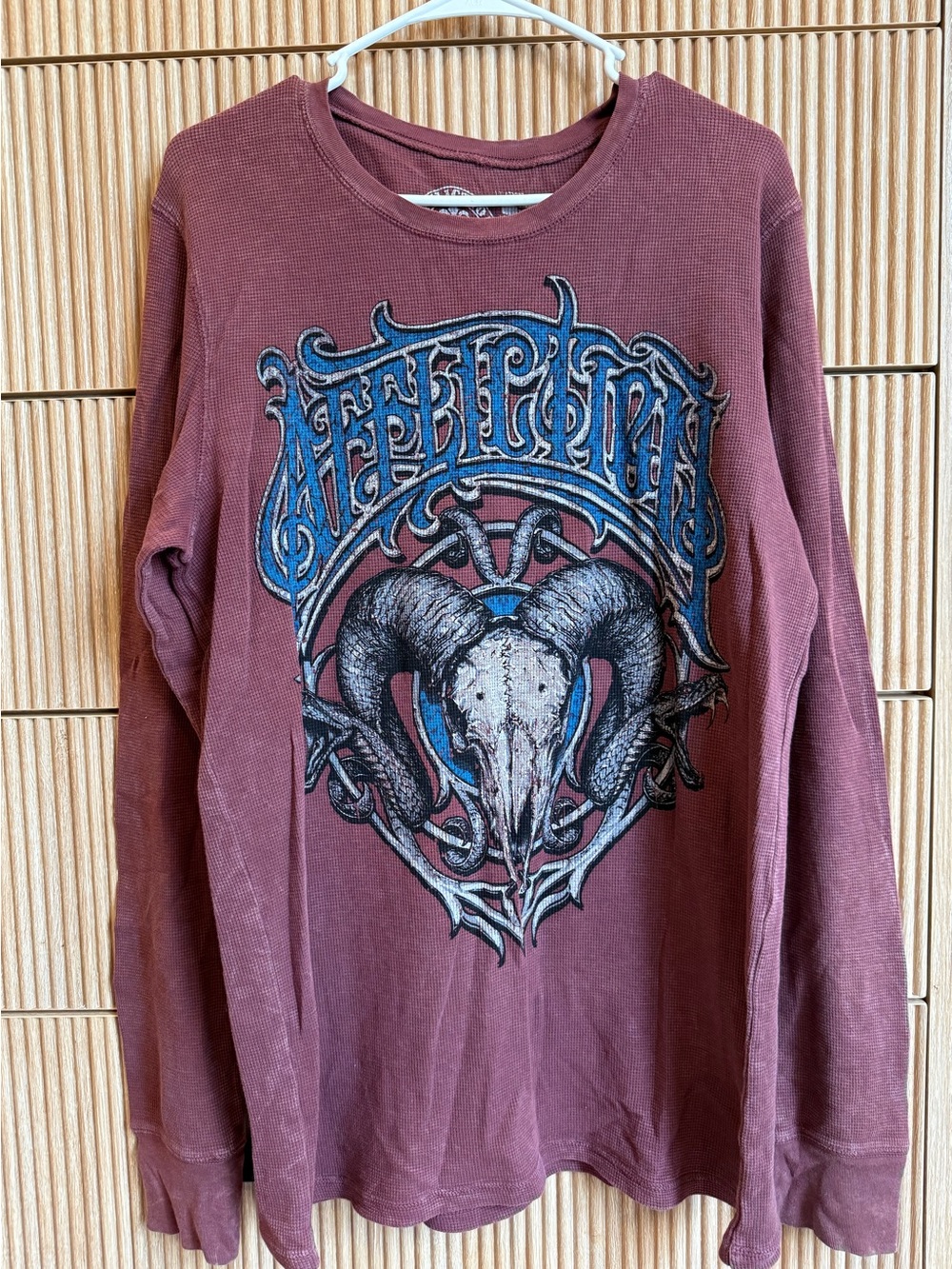 Burgundy Affliction Long Sleeve Thermal Shirt